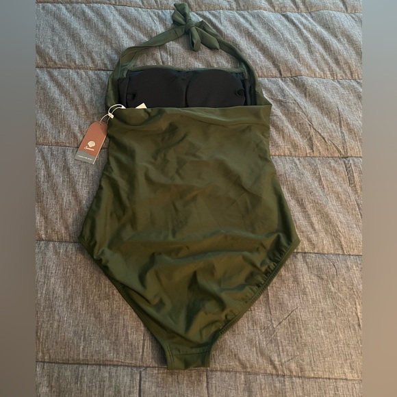 Smismivo Women's Tummy Control Swimwear Halter One Piece Slimming Olive Size S - Picture 5 of 6